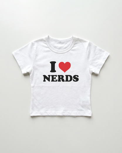 I love nerds cropped Baby Tee Weiss | Lolita Sinz