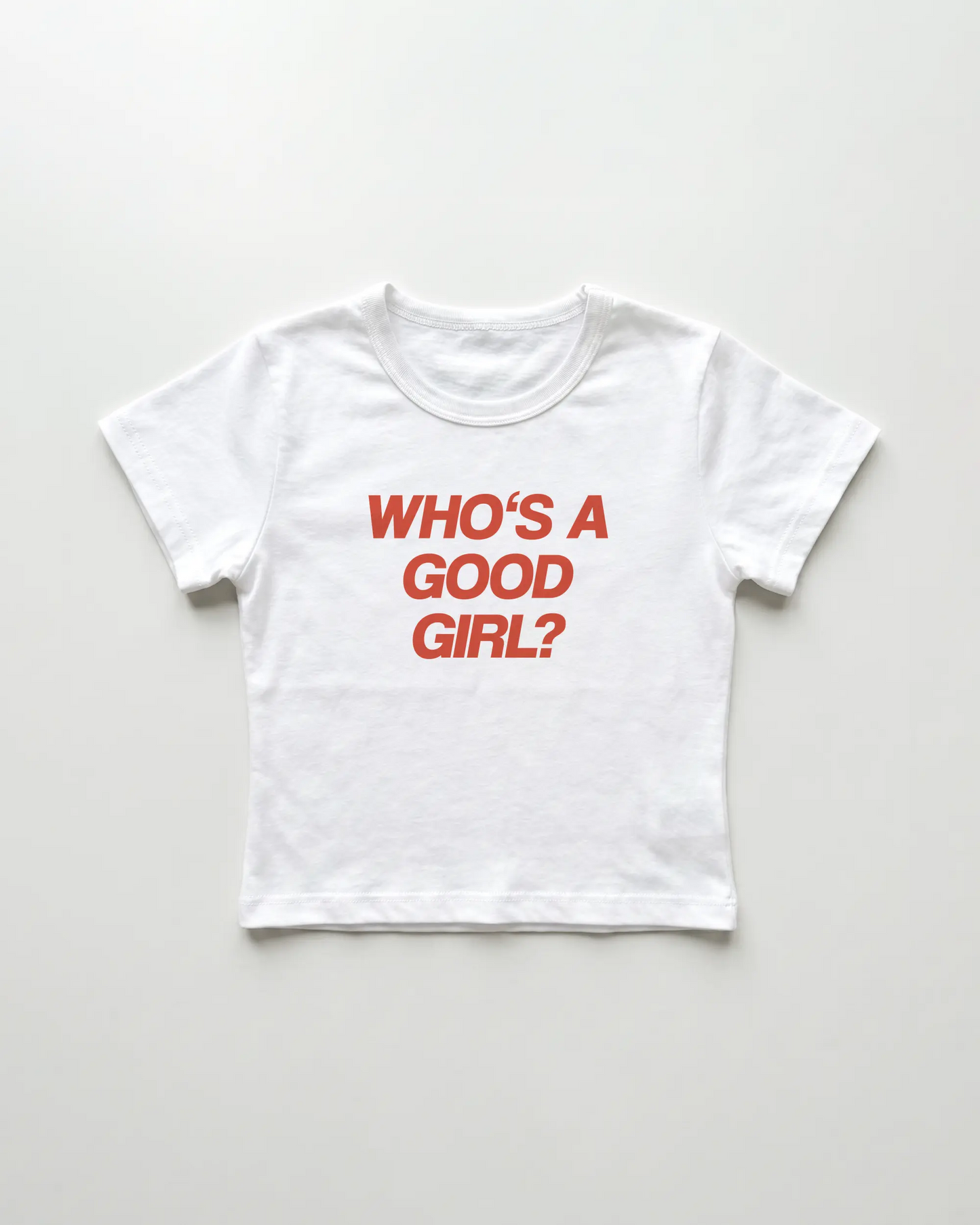 who's a good girl cropped Baby Tee Weiss | Lolita Sinz
