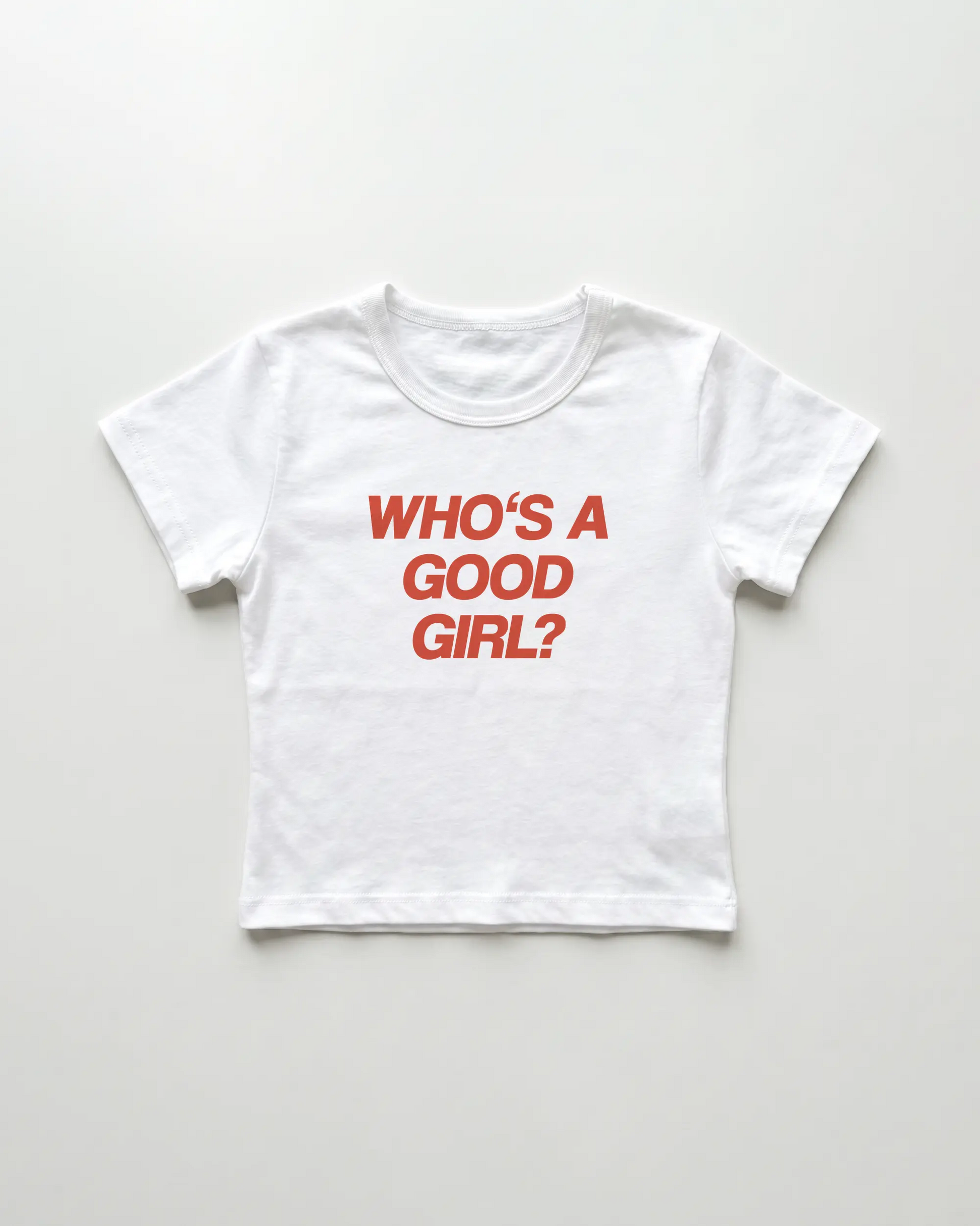 who's a good girl cropped Baby Tee Weiss | Lolita Sinz