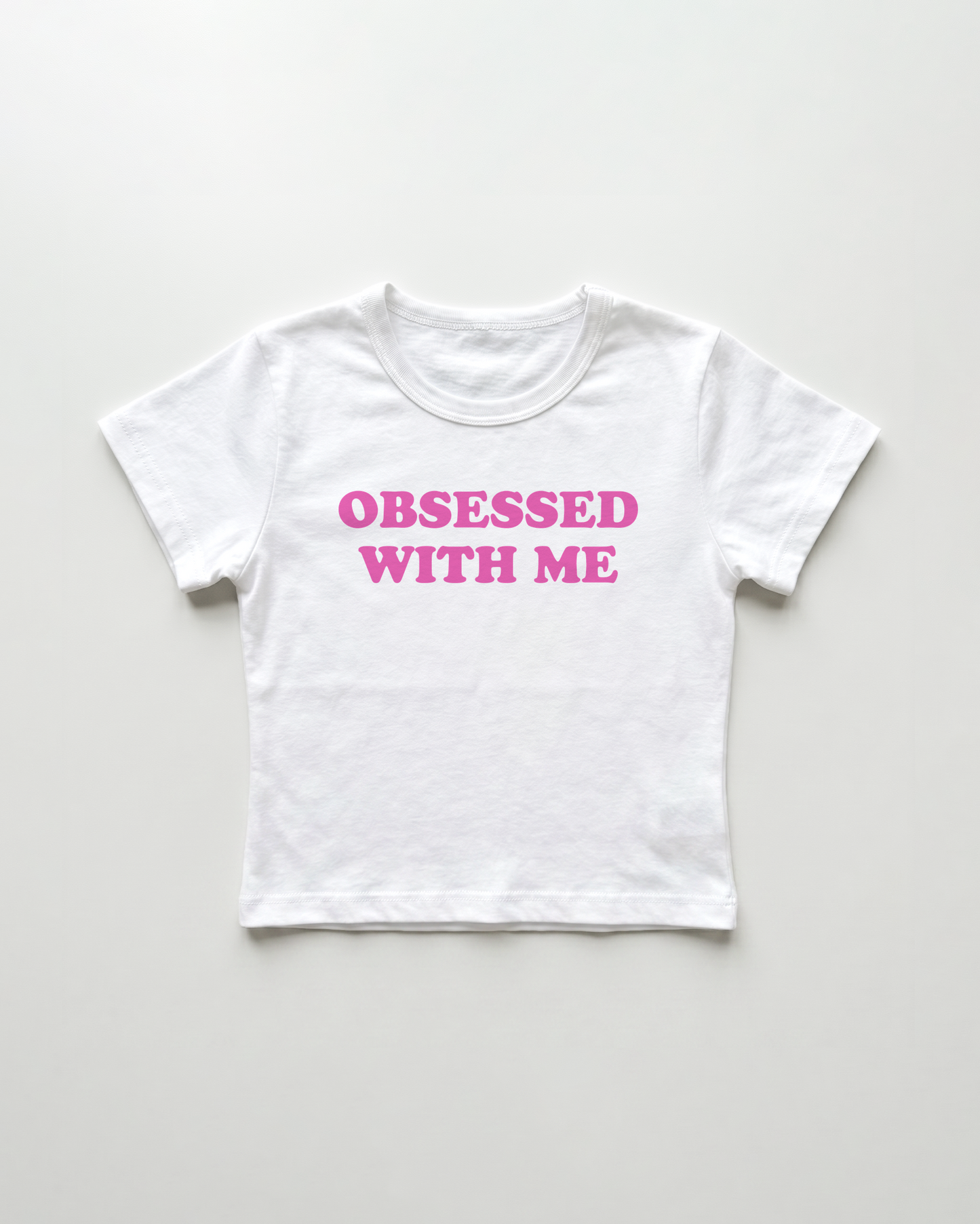 obsessed with me cropped Baby Tee Weiss | Lolita Sinz