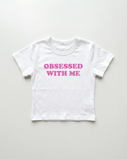 obsessed with me cropped Baby Tee Weiss | Lolita Sinz