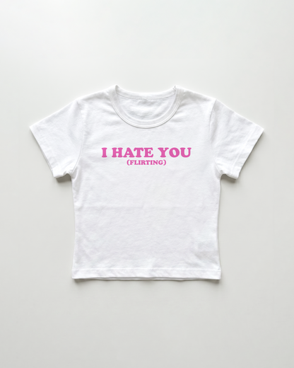 I hate you (flirting) cropped Baby Tee Weiss | Lolita Sinz