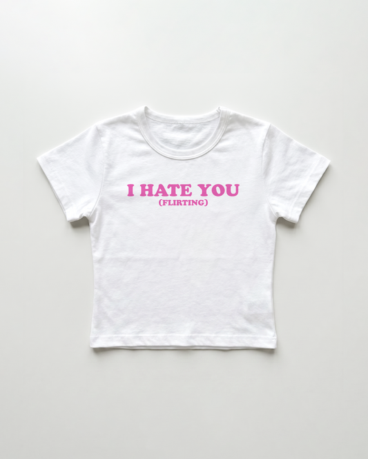 I hate you (flirting) cropped Baby Tee Weiss | Lolita Sinz