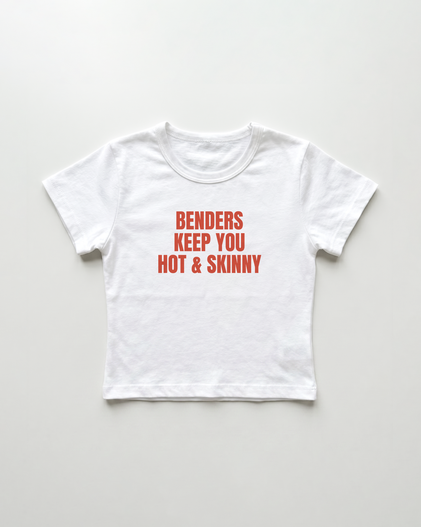 benders keep you hot and skinny cropped Baby Tee Weiss | Lolita Sinz