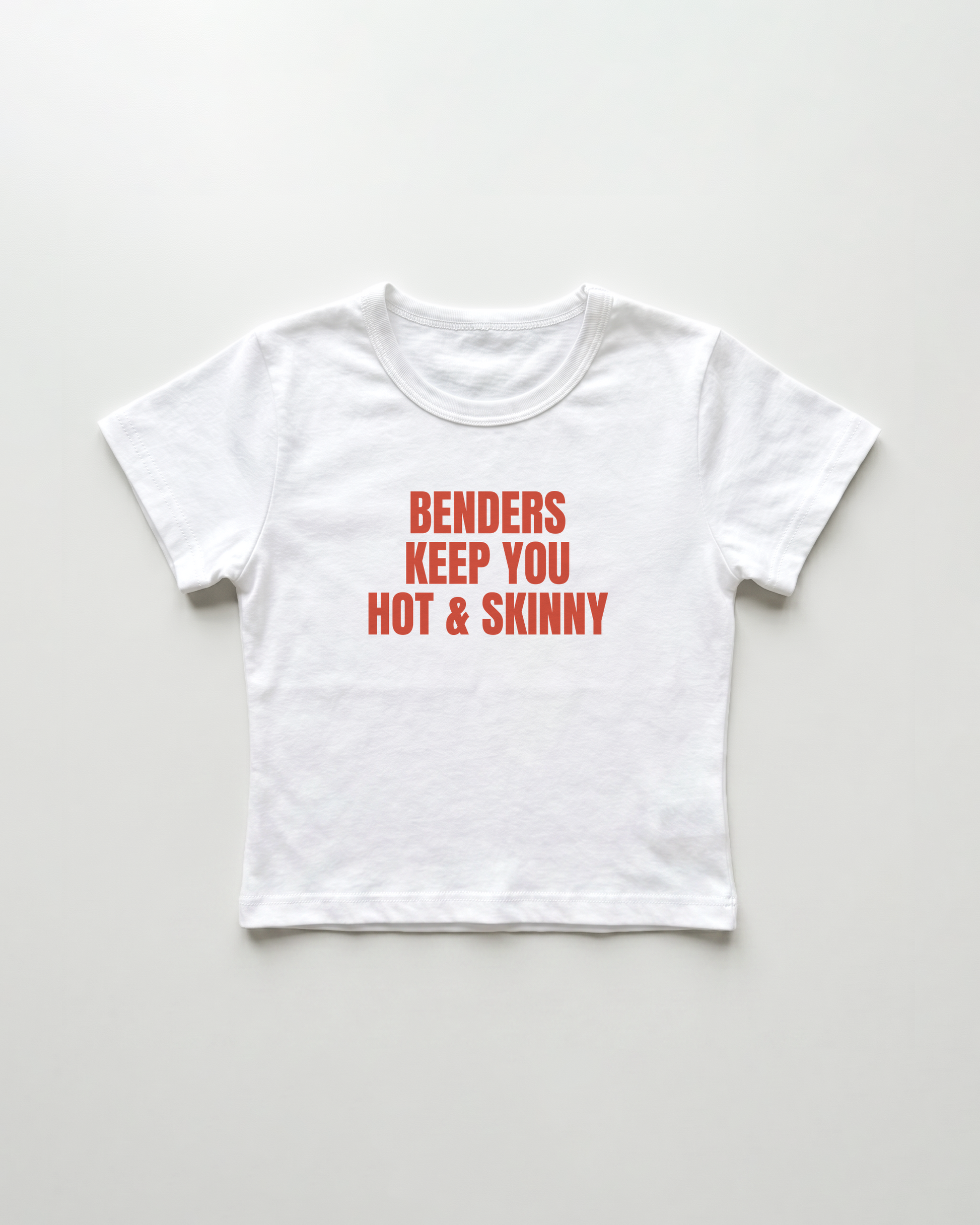 benders keep you hot and skinny cropped Baby Tee Weiss | Lolita Sinz