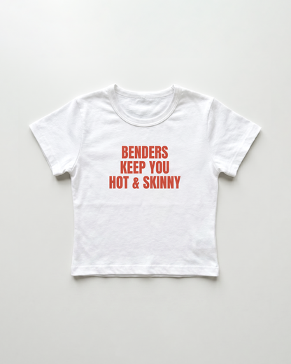 benders keep you hot and skinny cropped Baby Tee Weiss | Lolita Sinz