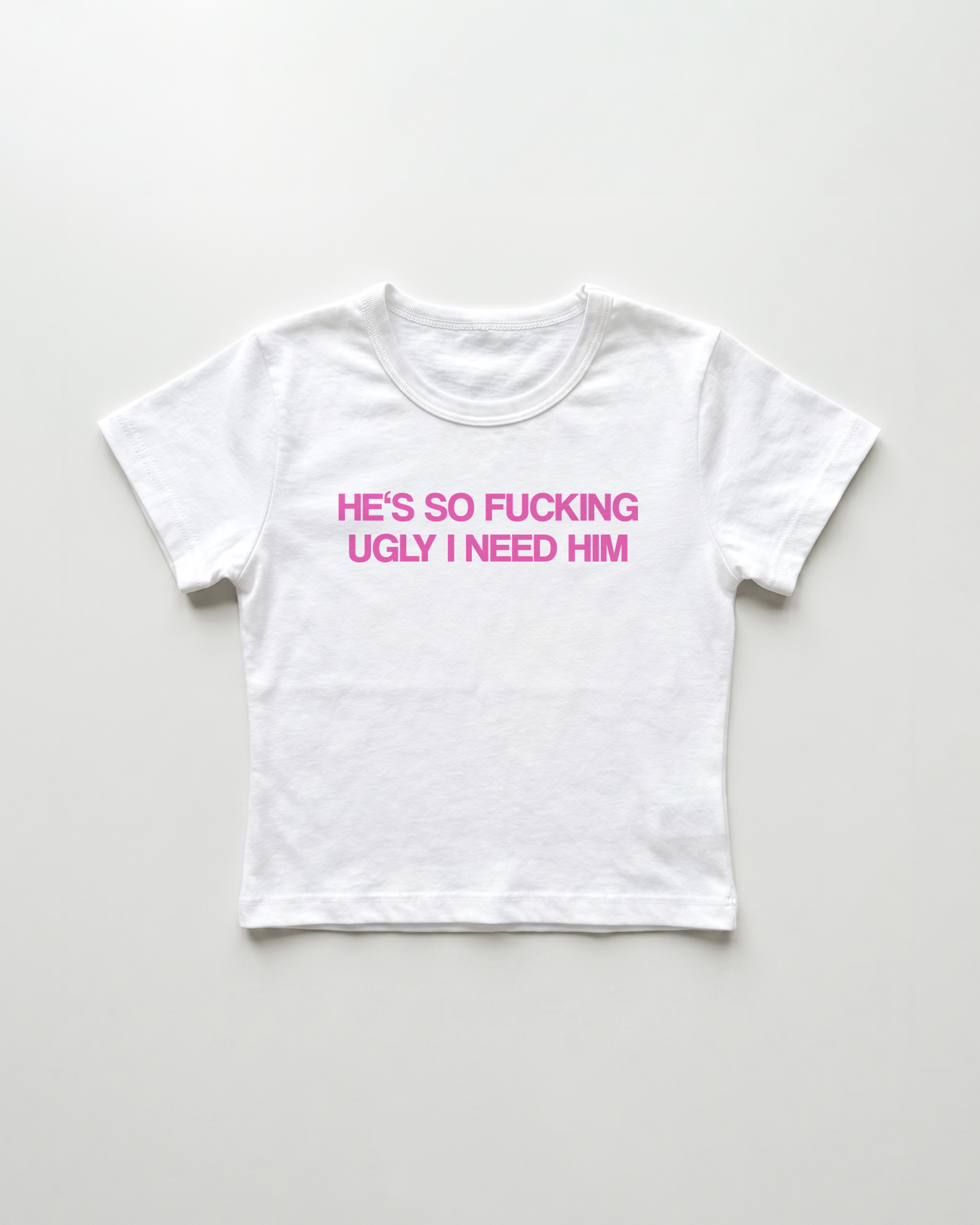 he's so fucking ugly I need him cropped Baby Tee Weiss | Lolita Sinz