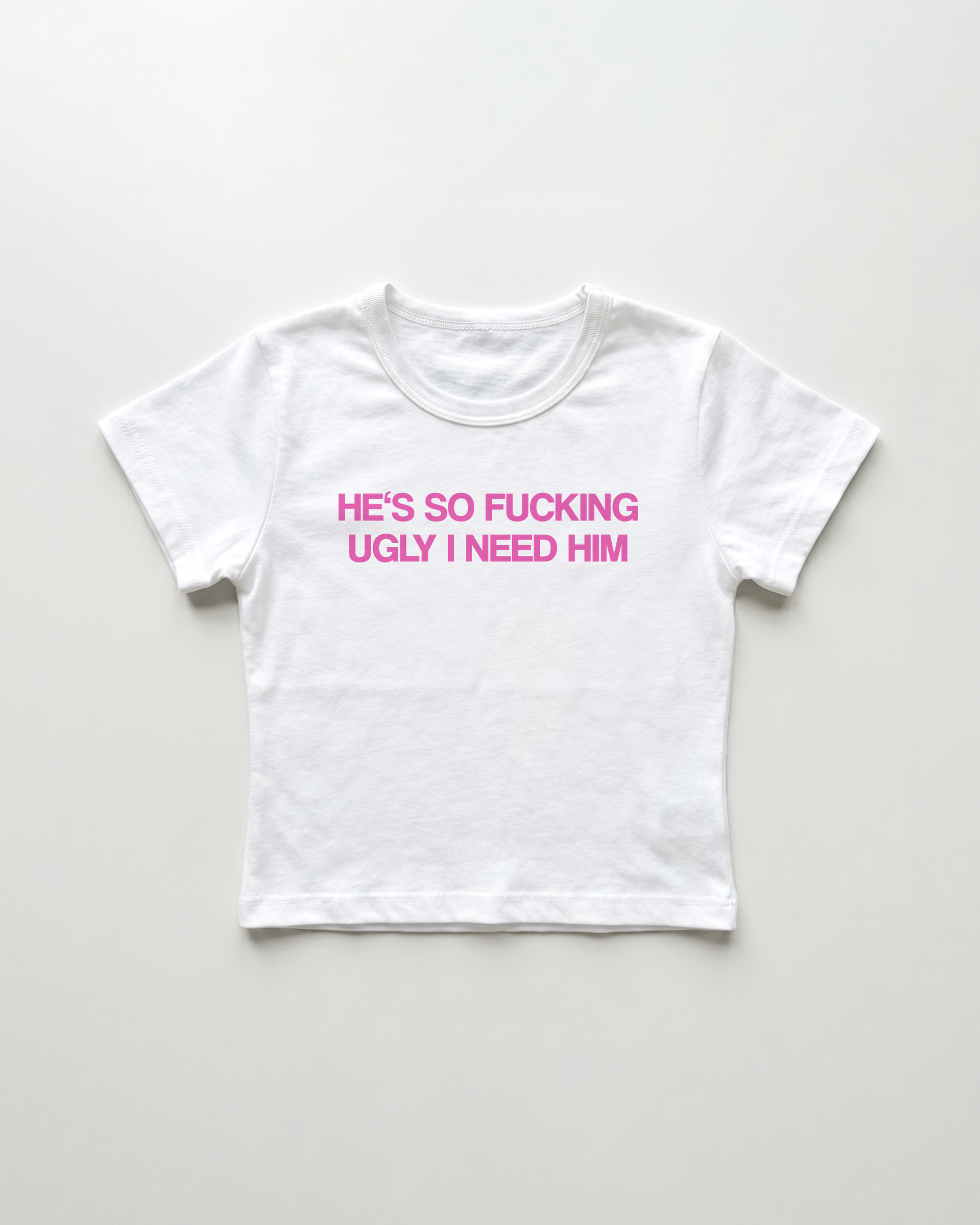 he's so fucking ugly I need him cropped Baby Tee Weiss | Lolita Sinz