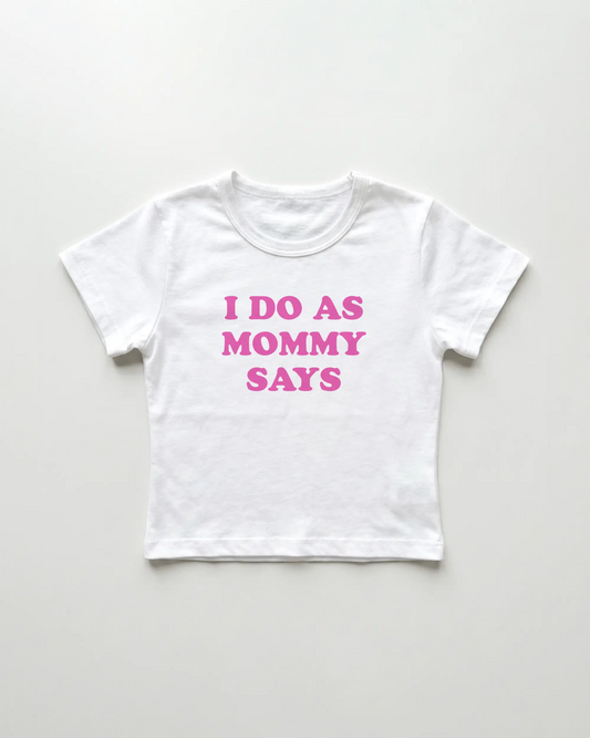 I do as mommy says cropped Baby Tee Weiss | Lolita Sinz