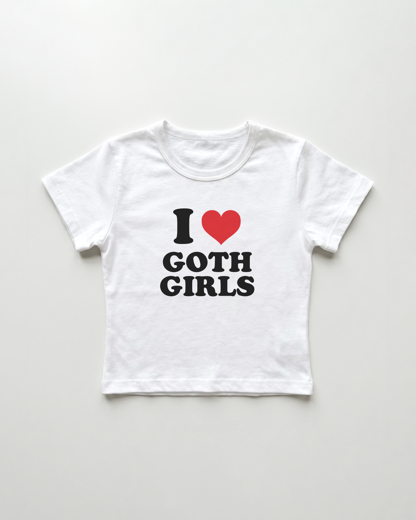 I love goth girls cropped Baby Tee Weiss | Lolita Sinz