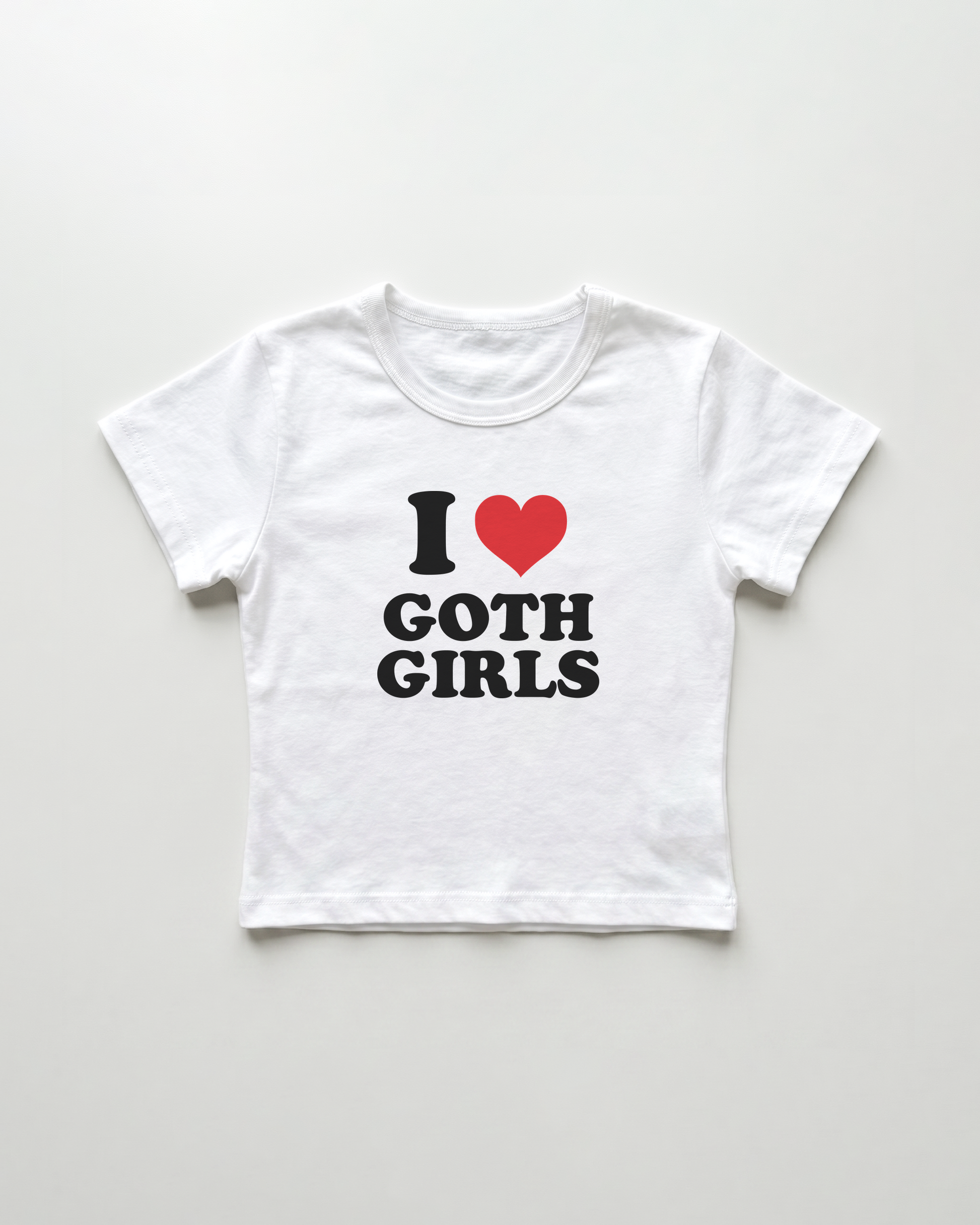 I love goth girls cropped Baby Tee Weiss | Lolita Sinz