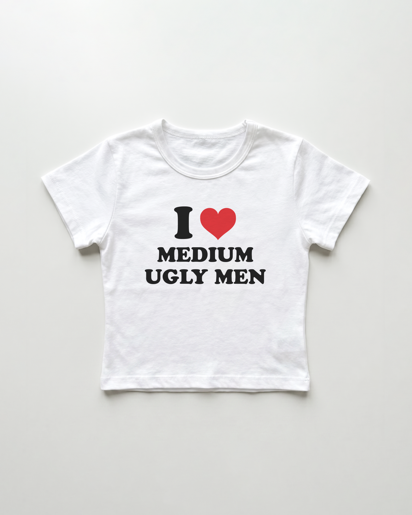 I love medium ugly men cropped Baby Tee Weiss | Lolita Sinz