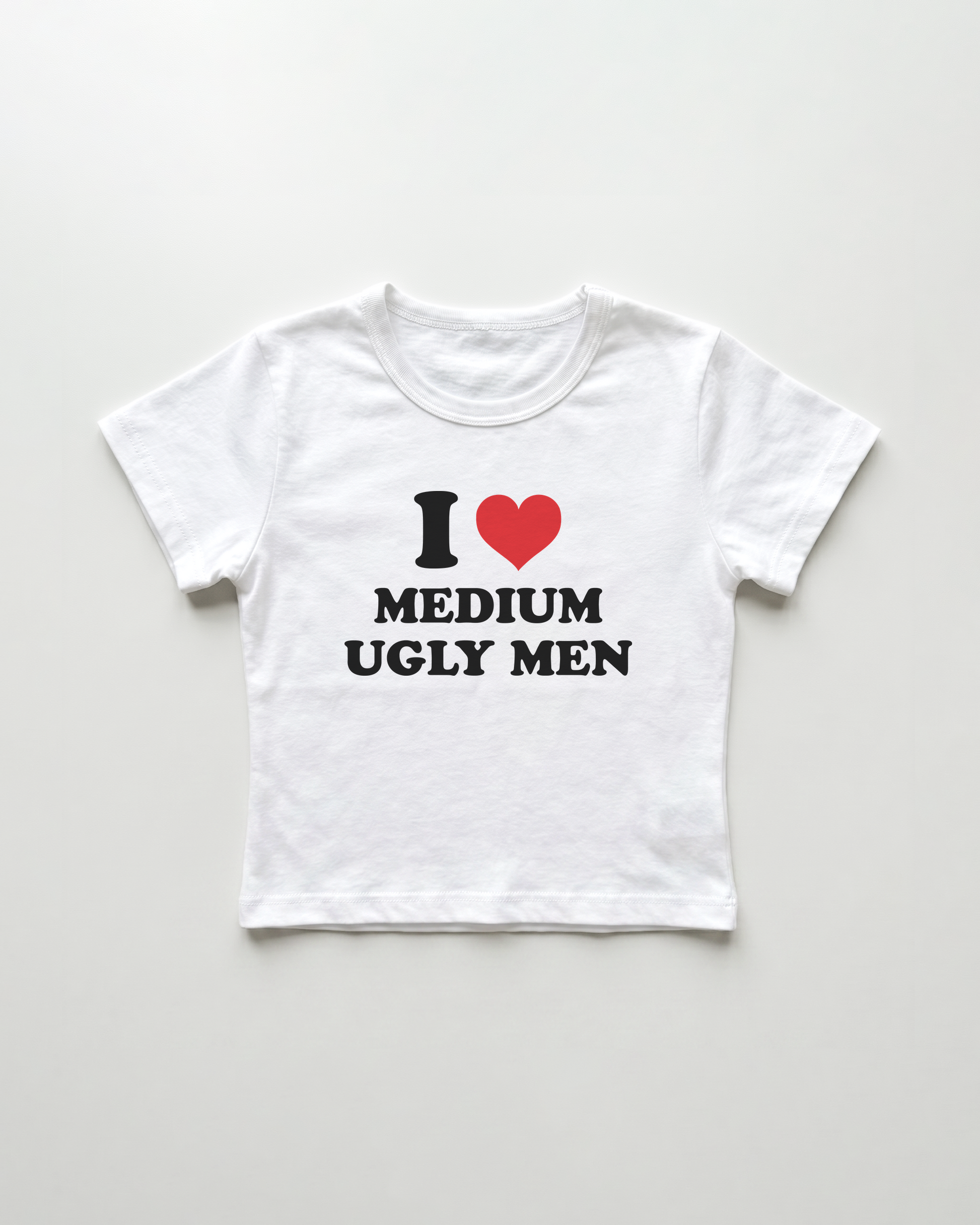 I love medium ugly men cropped Baby Tee Weiss | Lolita Sinz