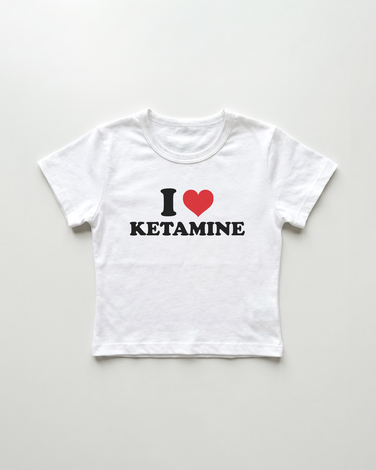 I love ketamine cropped Baby Tee Weiss | Lolita Sinz