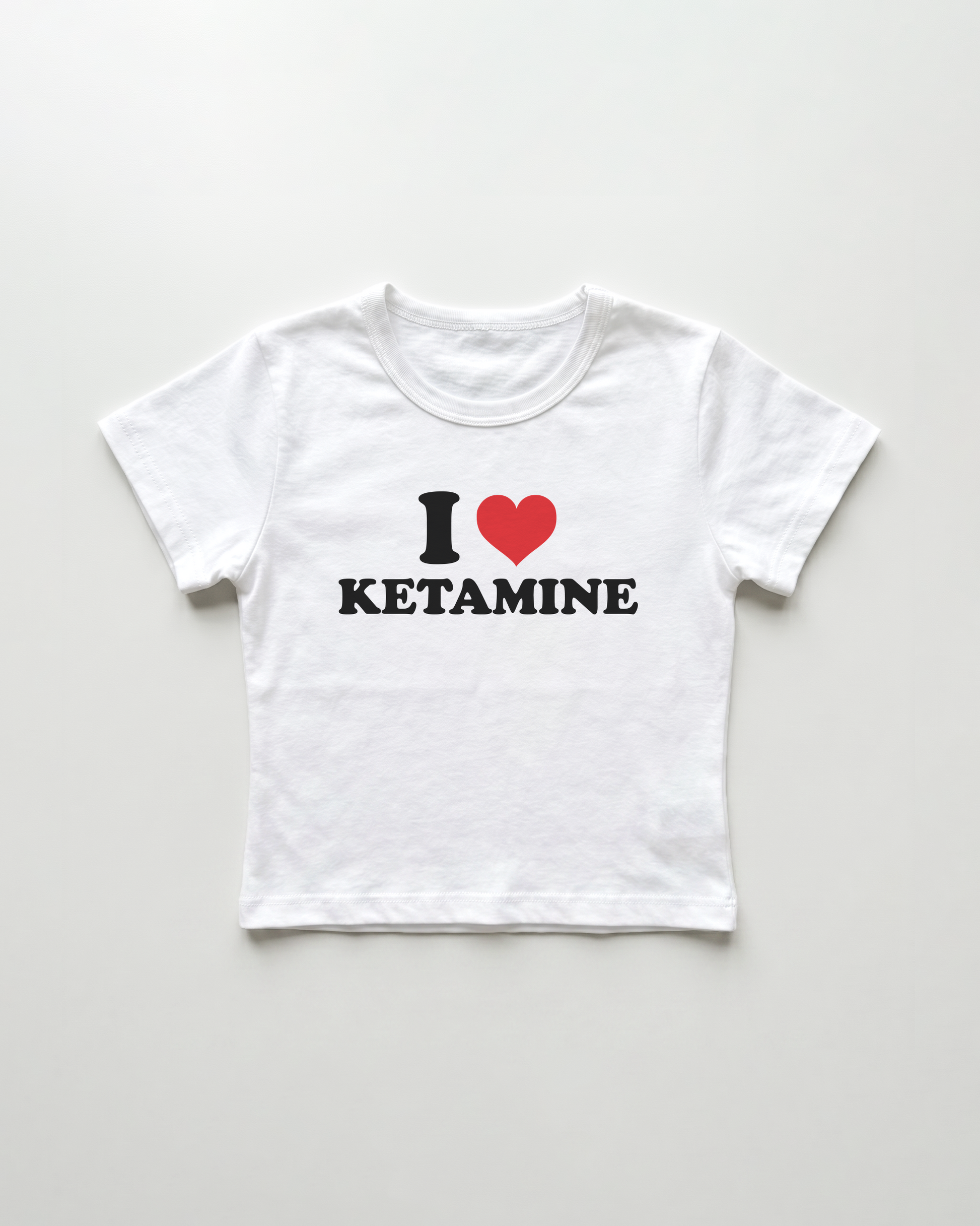 I love ketamine cropped Baby Tee Weiss | Lolita Sinz