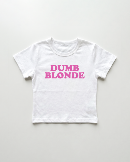 dumb blonde cropped Baby Tee Weiss | Lolita Sinz