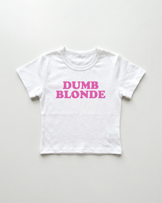dumb blonde cropped Baby Tee Weiss | Lolita Sinz