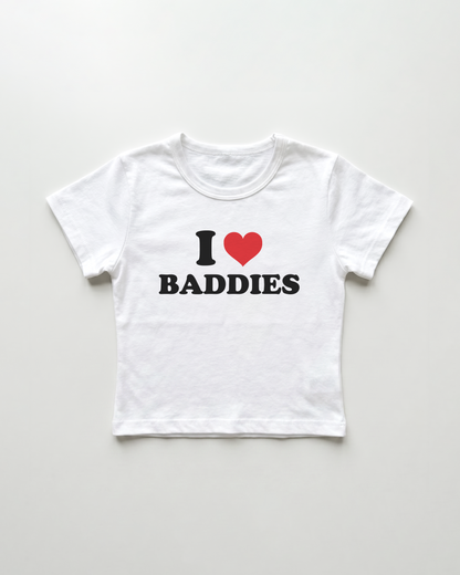 I love baddies cropped Baby Tee Weiss | Lolita Sinz