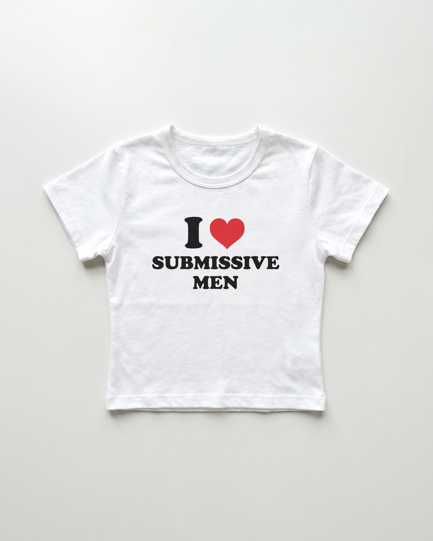 I love submissive men cropped Baby Tee Weiss | Lolita Sinz