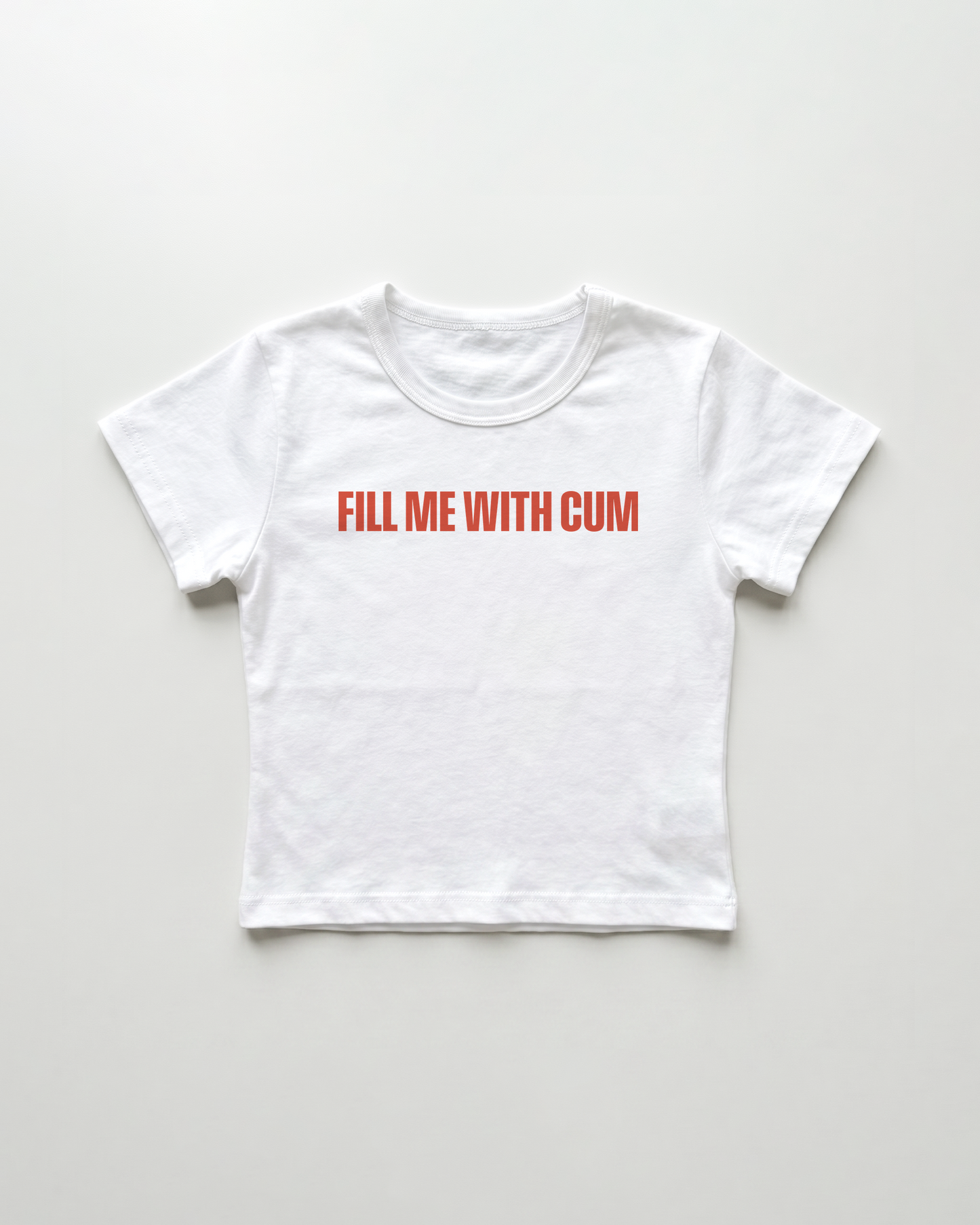 fill me with cum cropped Baby Tee Weiss | Lolita Sinz