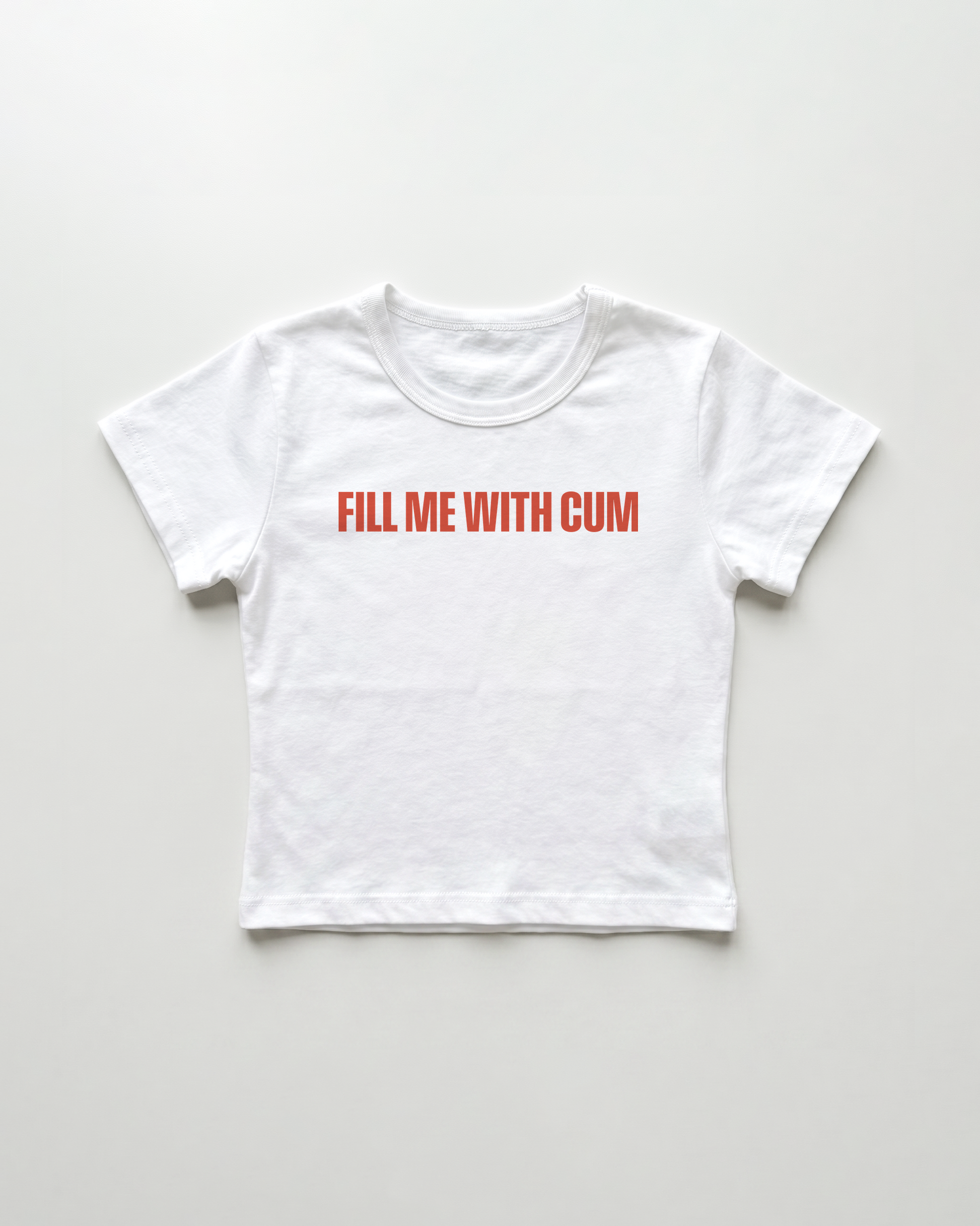 fill me with cum cropped Baby Tee Weiss | Lolita Sinz