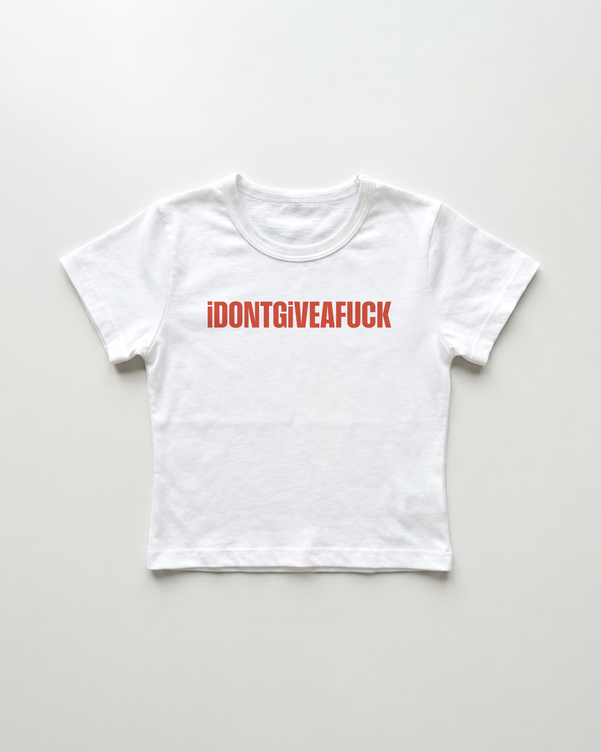 idontgiveafuck cropped Baby Tee Weiss | Lolita Sinz