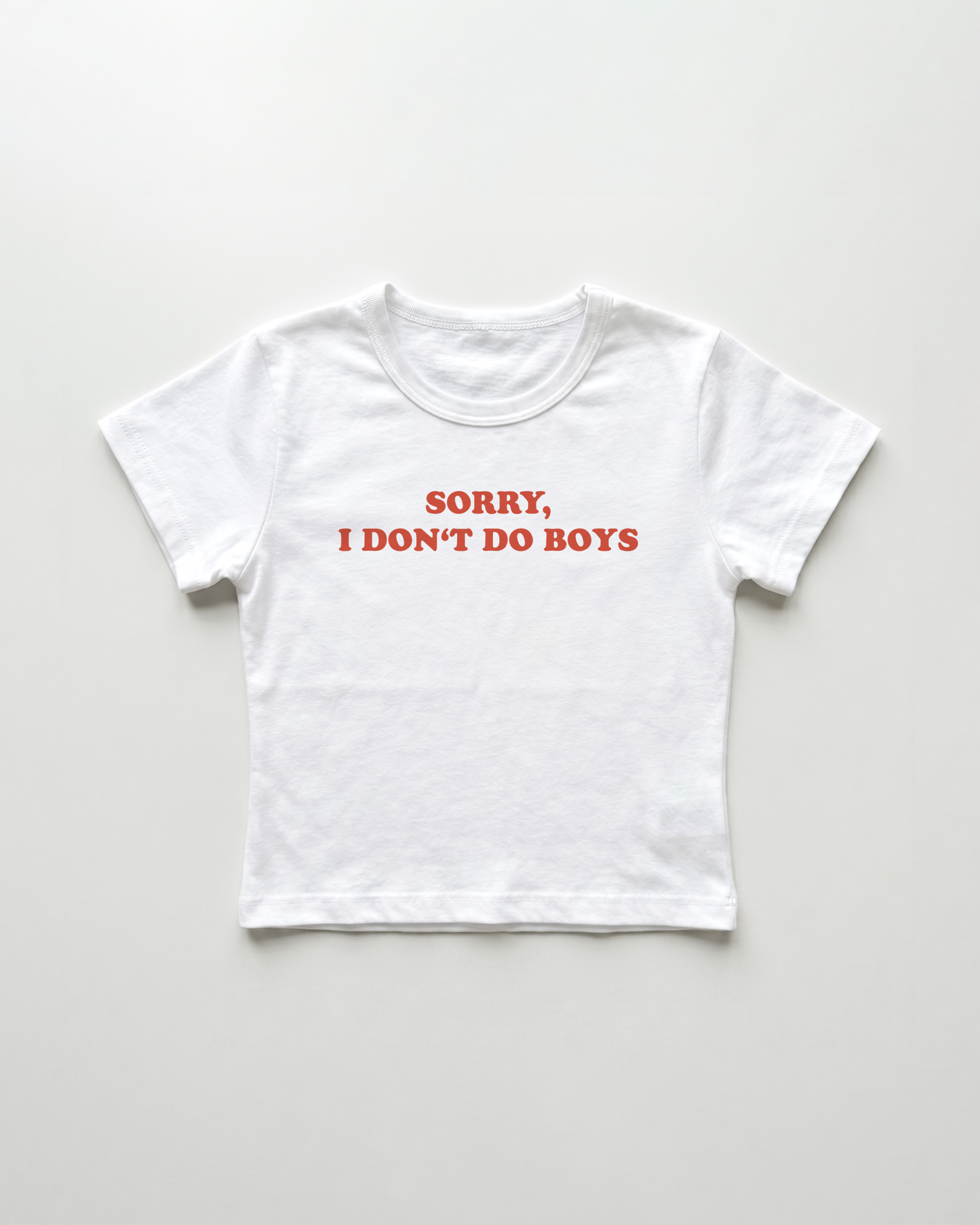 sorry I don't do boys cropped Baby Tee Weiss | Lolita Sinz
