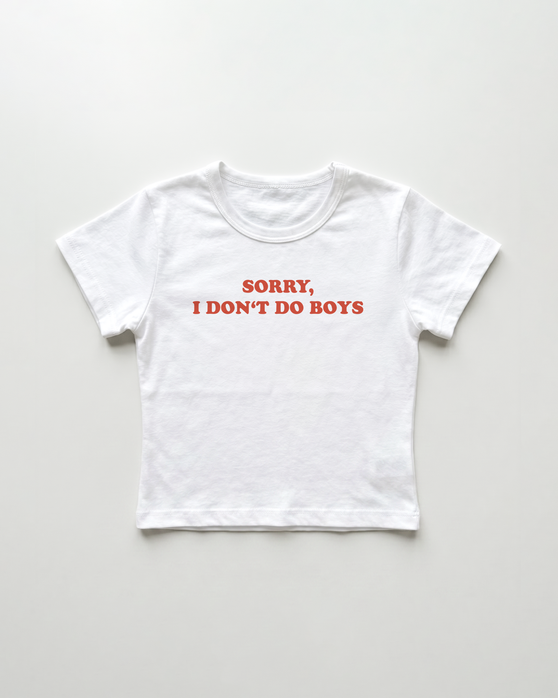 sorry I don't do boys cropped Baby Tee Weiss | Lolita Sinz