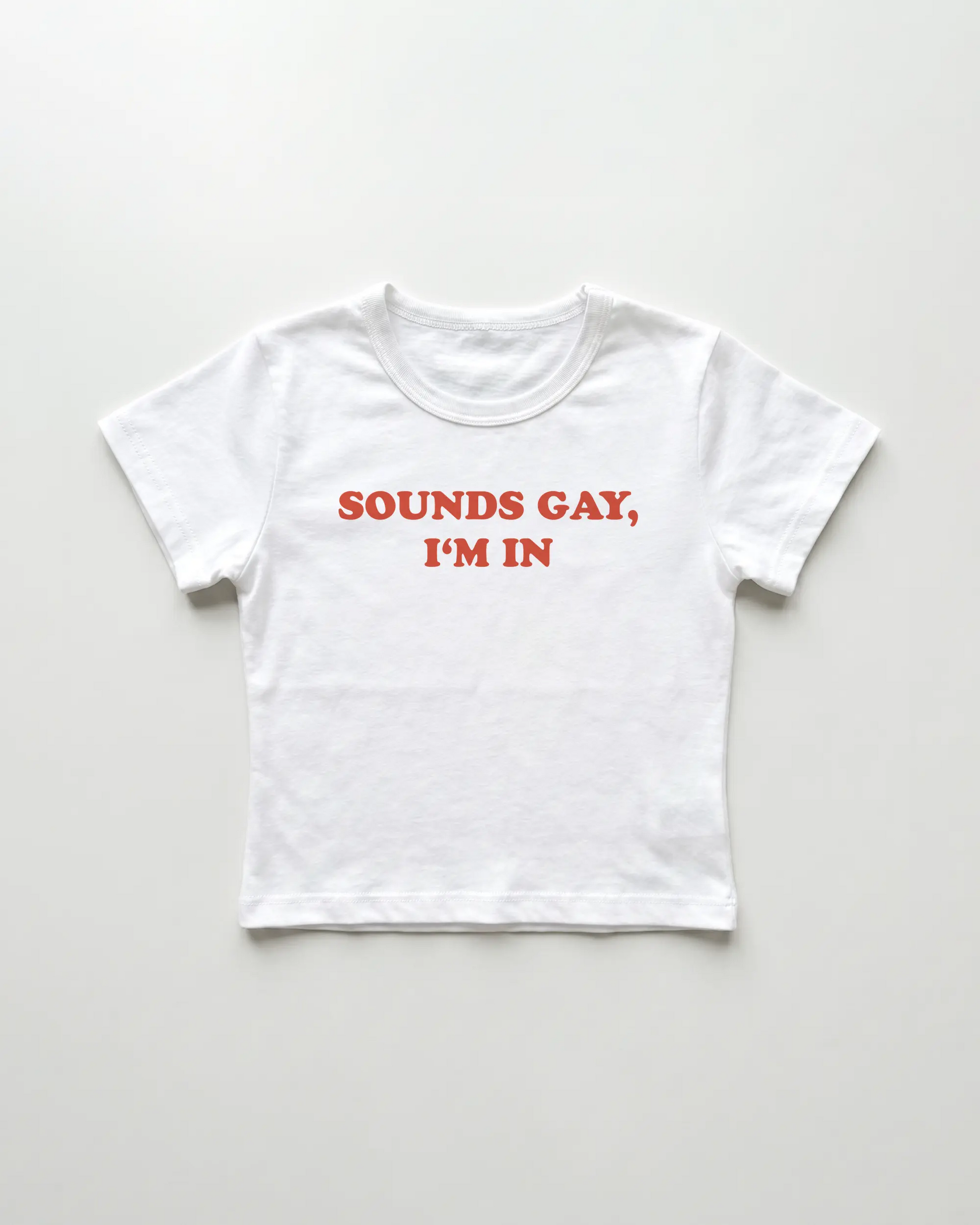 sounds gay I'm in cropped Baby Tee Weiss | Lolita Sinz