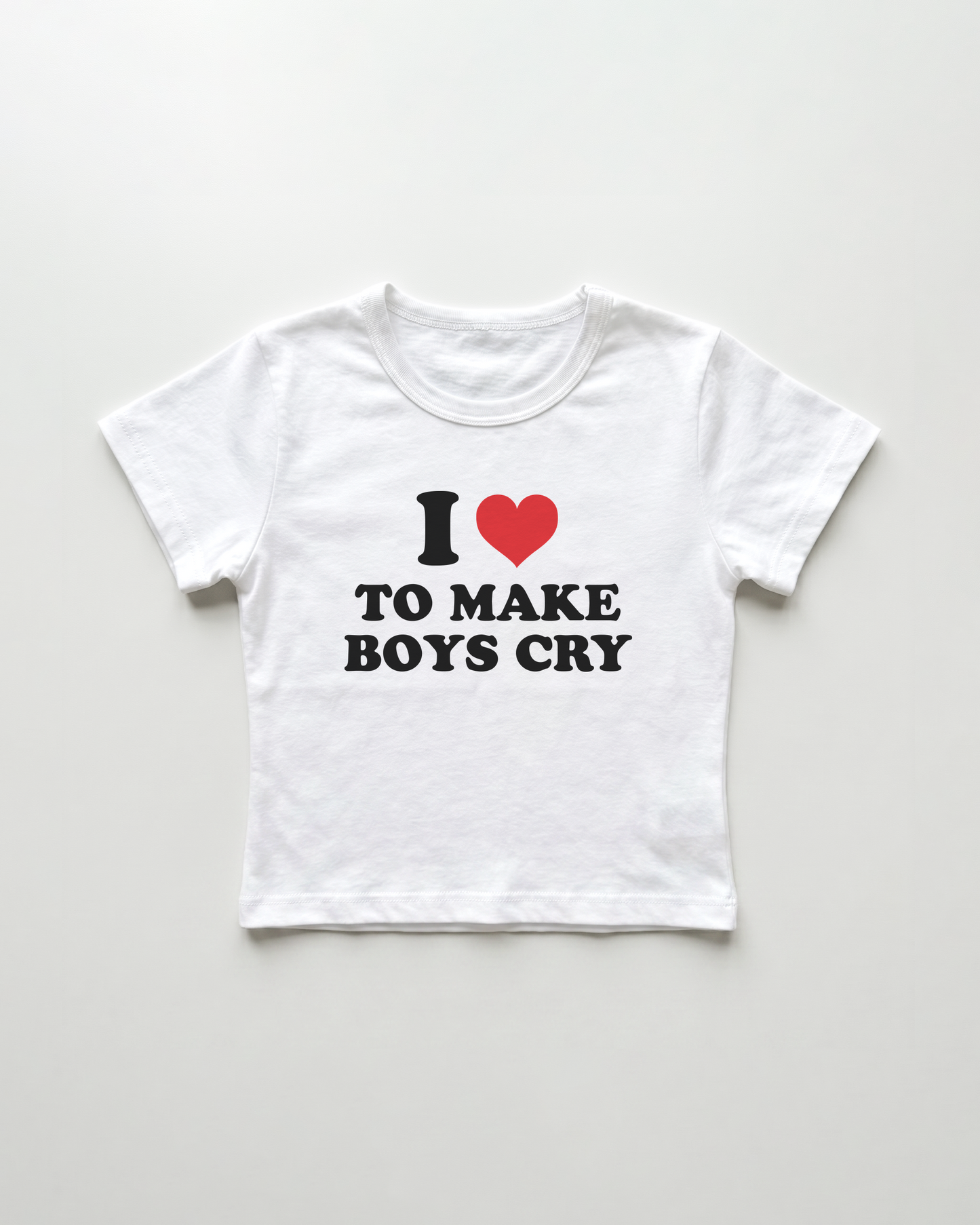 I love to make boys cry cropped Baby Tee Weiss | Lolita Sinz