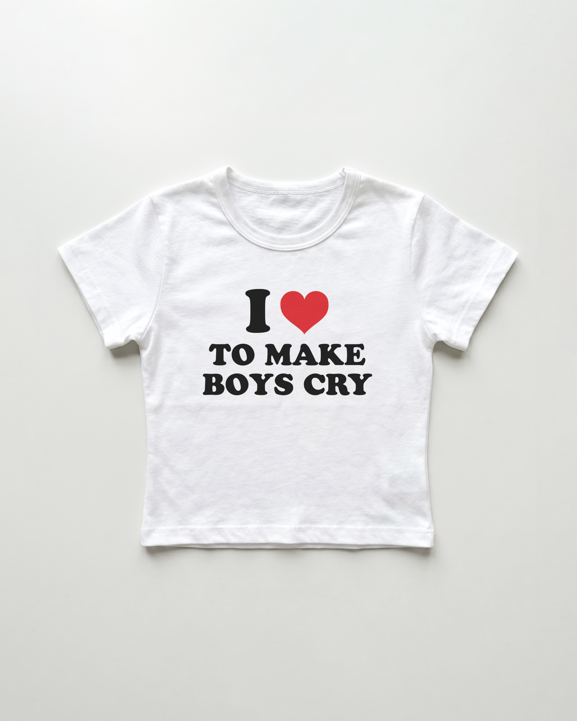 I love to make boys cry cropped Baby Tee Weiss | Lolita Sinz