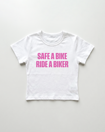 safe a bike ride a biker cropped Baby Tee