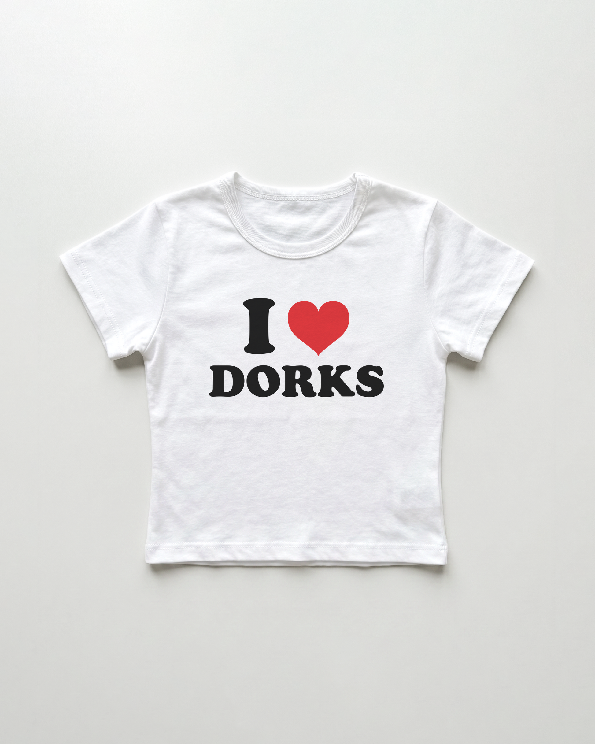 I love dorks cropped Baby Tee Weiss | Lolita Sinz
