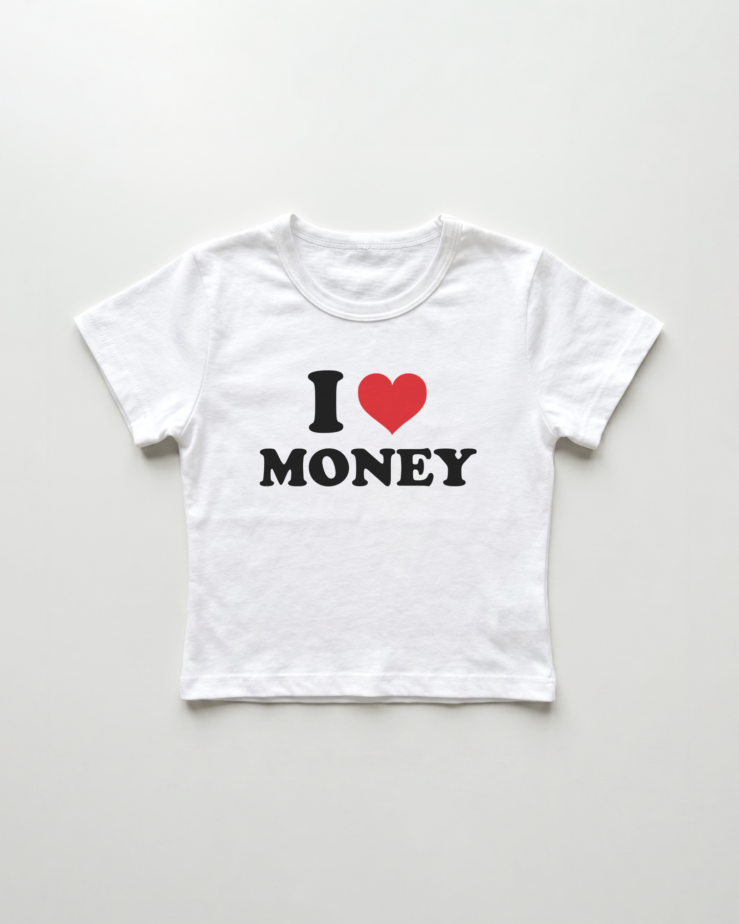 I love money cropped Baby Tee Weiss | Lolita Sinz