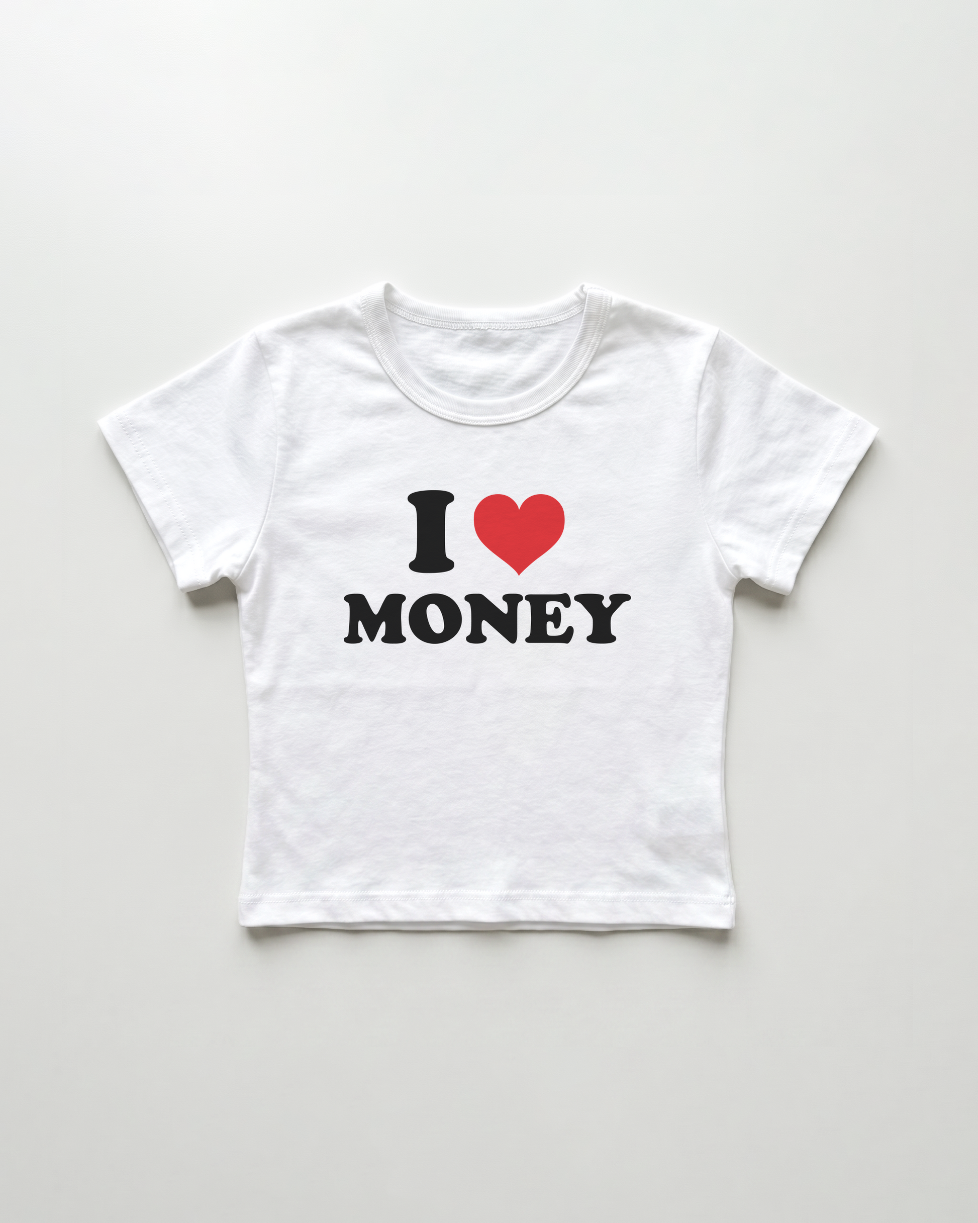 I love money cropped Baby Tee Weiss | Lolita Sinz