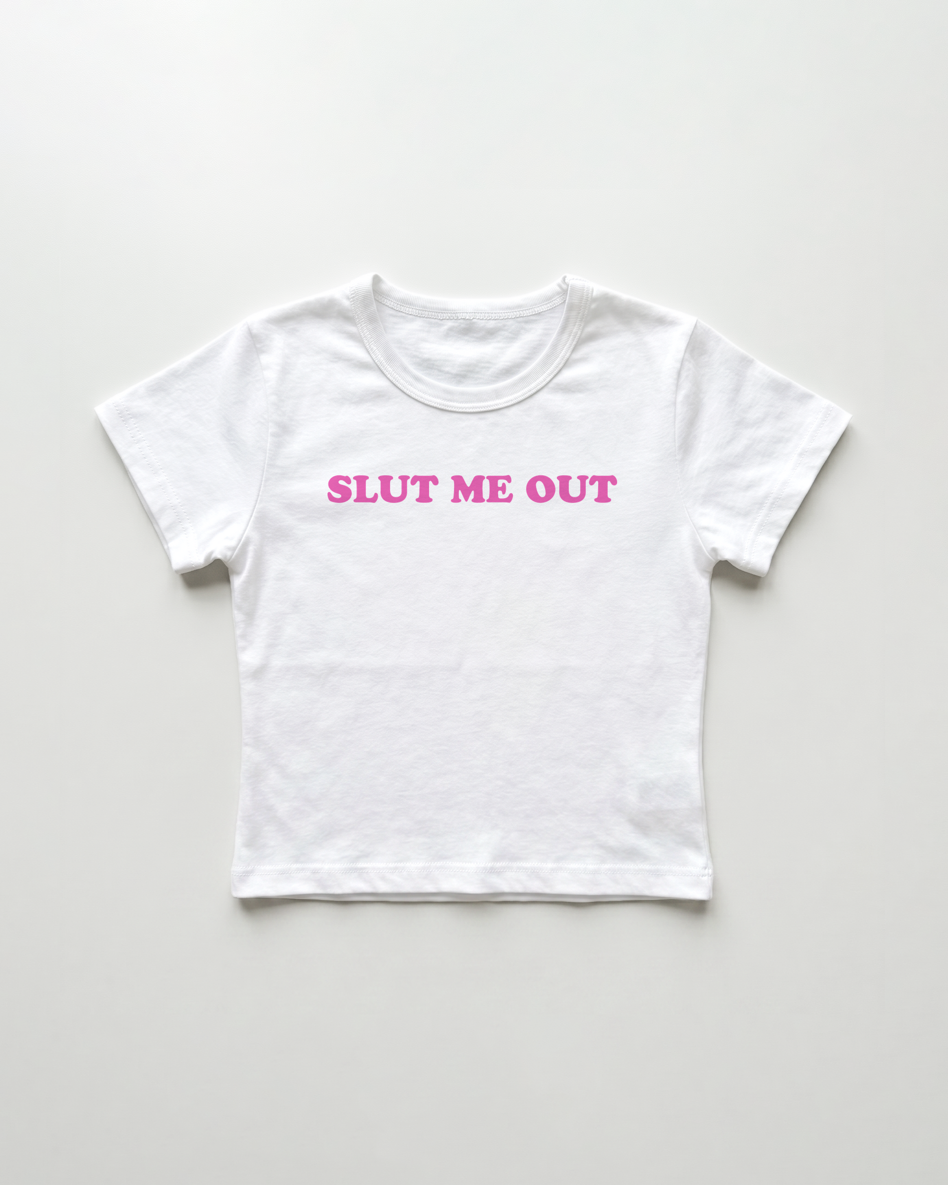 slut me out cropped Baby Tee Weiss | Lolita Sinz