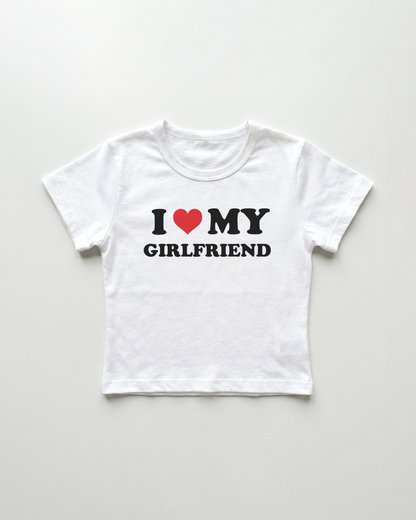 I love my girlfriend cropped Baby Tee Weiss | Lolita Sinz