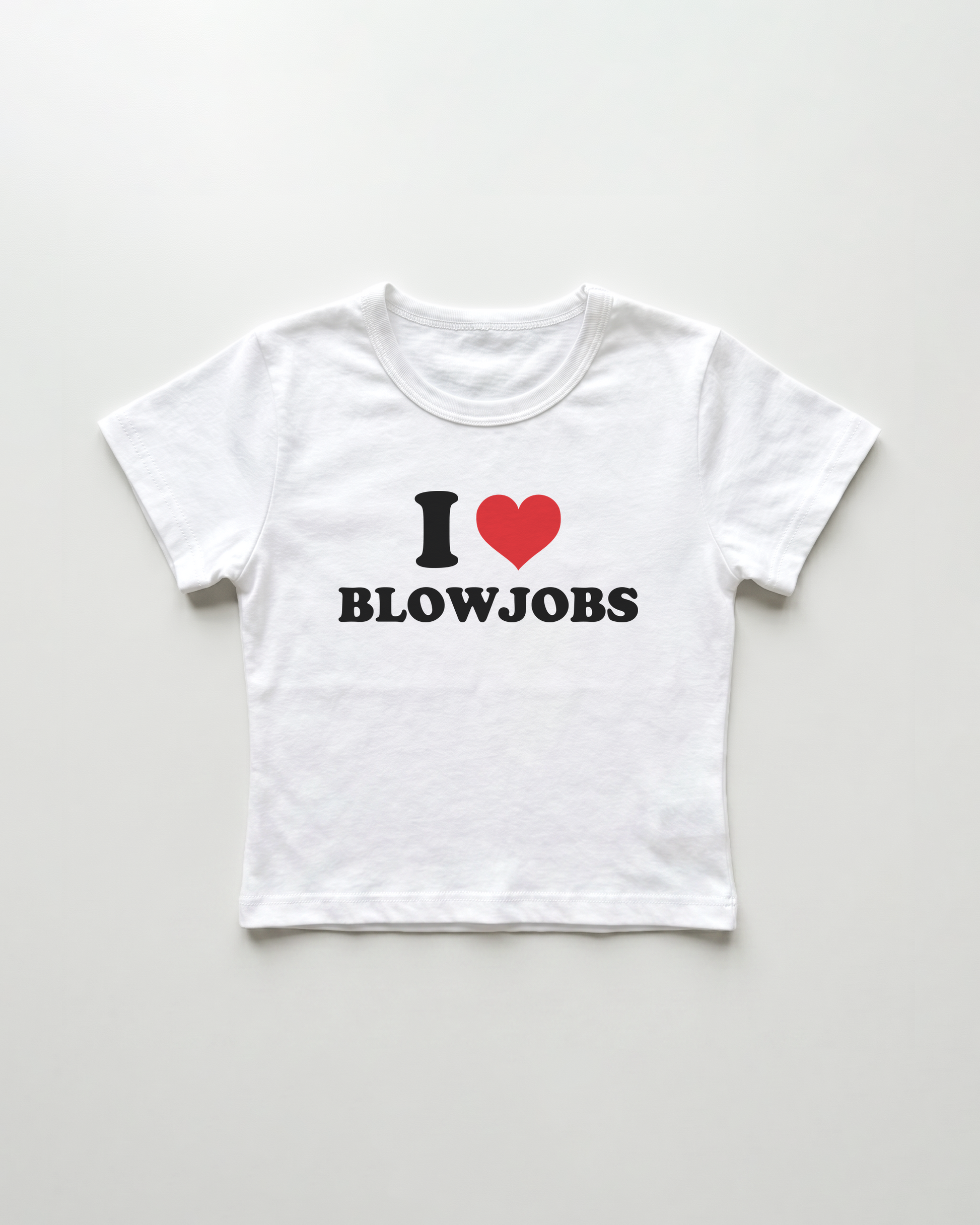 I love blowjobs cropped Baby Tee Weiss | Lolita Sinz
