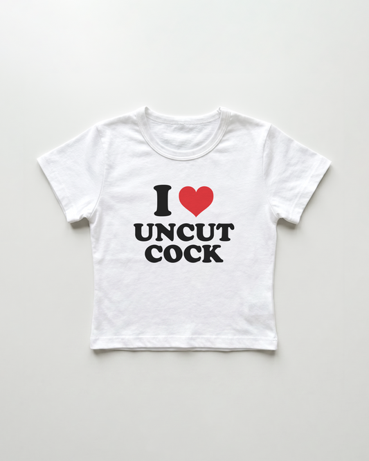I love uncut cock cropped Baby Tee Weiss | Lolita Sinz