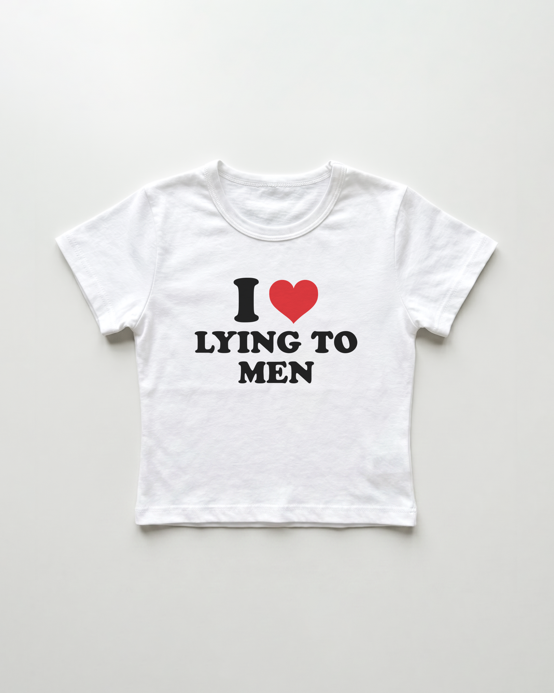 I love lying to men cropped Baby Tee Weiss | Lolita Sinz