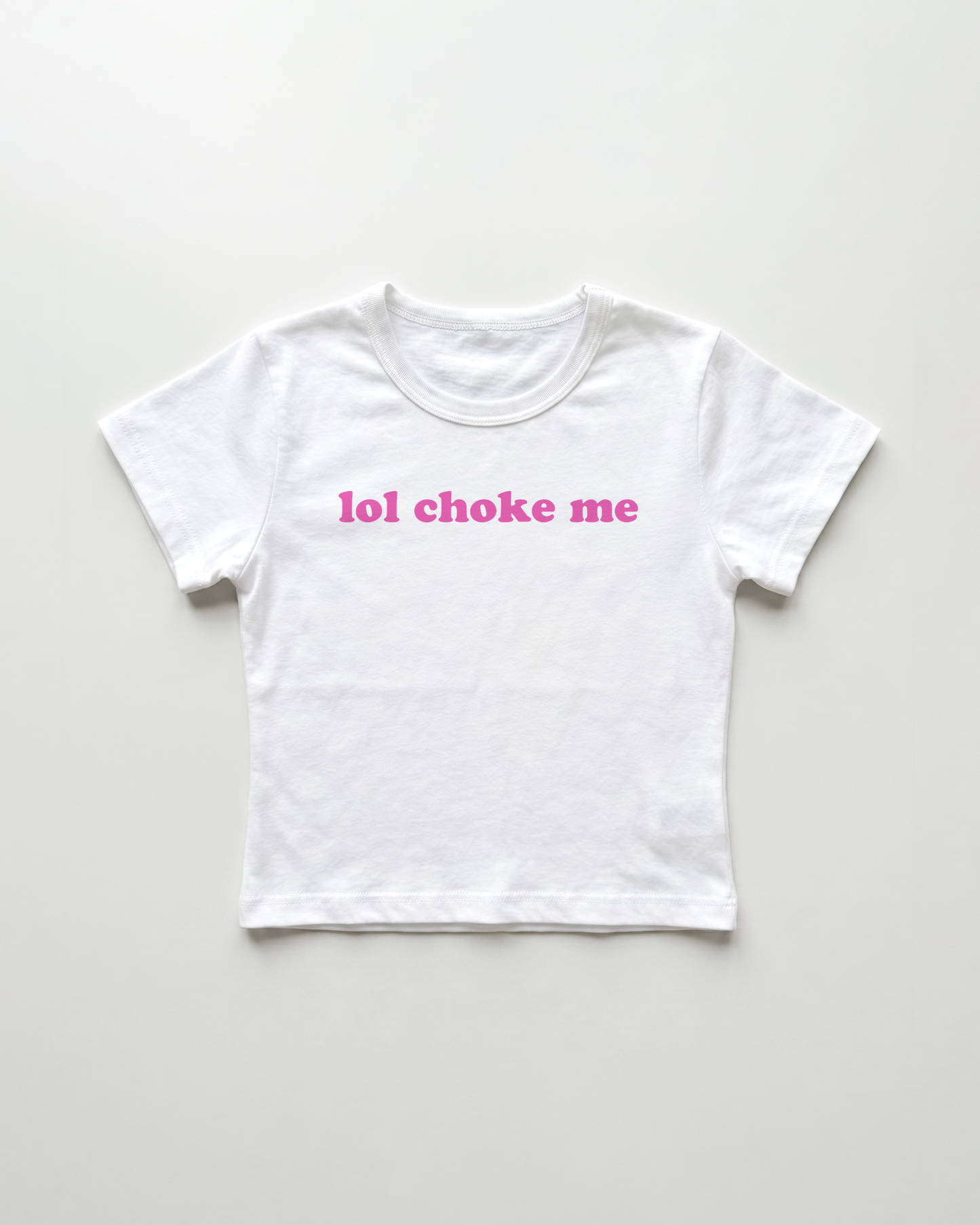lol choke me cropped Baby Tee Weiss | Lolita Sinz