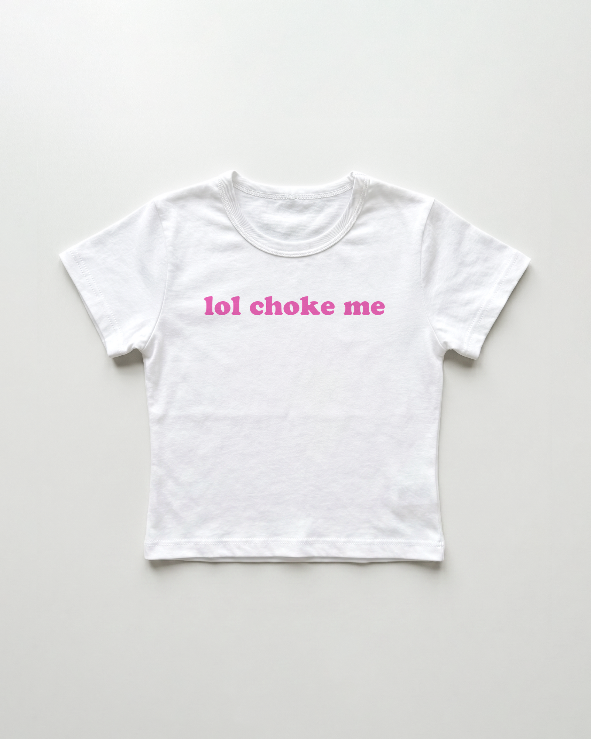 lol choke me cropped Baby Tee Weiss | Lolita Sinz
