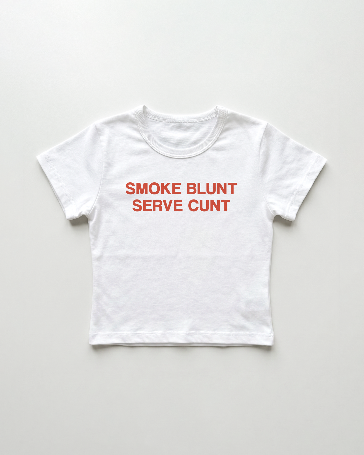 smoke blunt serve cunt cropped Baby Tee Weiss | Lolita Sinz