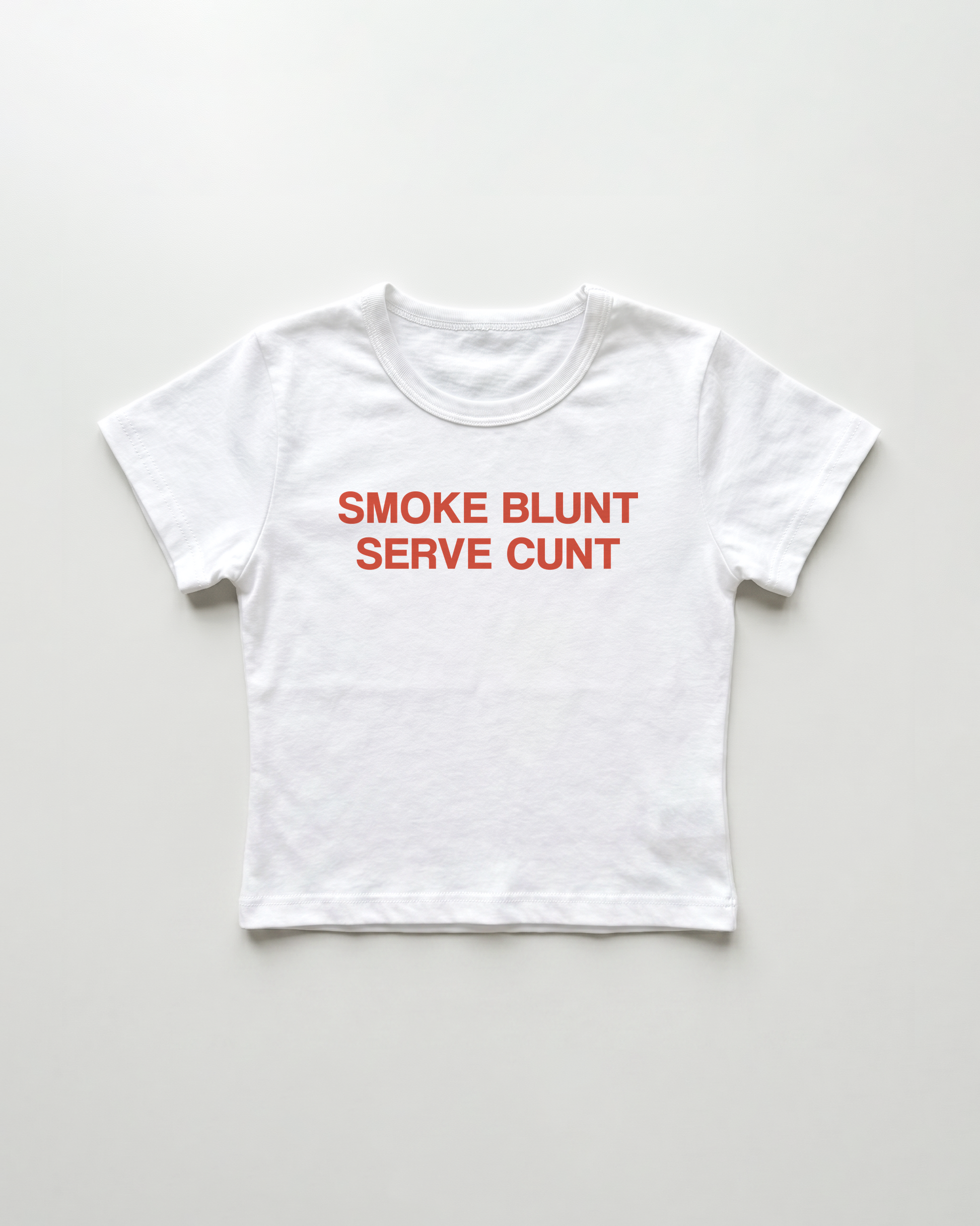 smoke blunt serve cunt cropped Baby Tee Weiss | Lolita Sinz