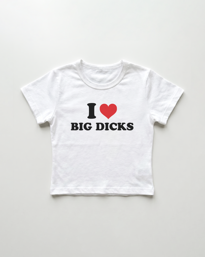 I love big dicks cropped Baby Tee Weiss | Lolita Sinz