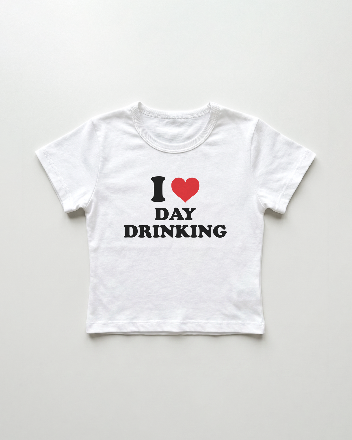 I love day drinking cropped Baby Tee Weiss | Lolita Sinz