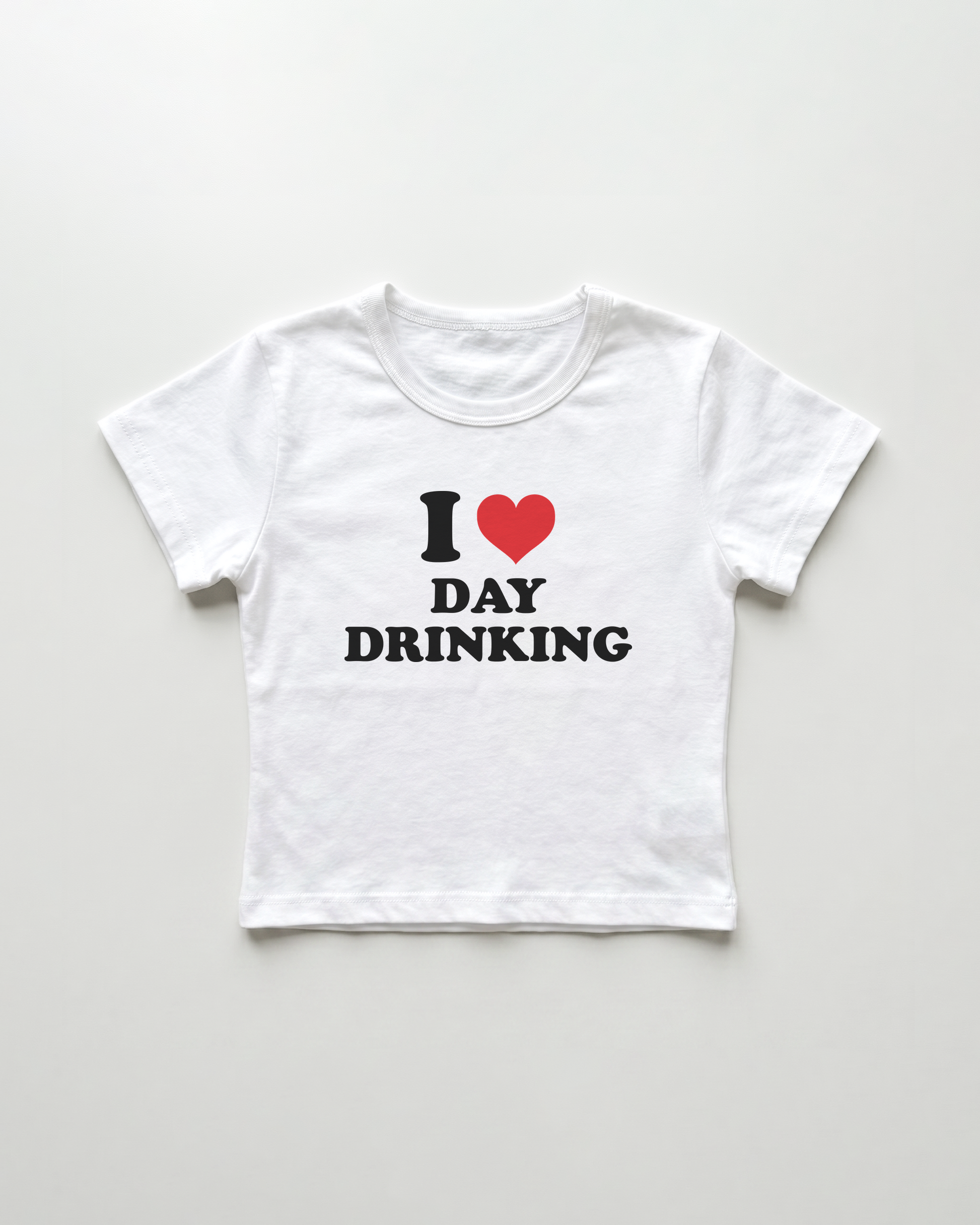 I love day drinking cropped Baby Tee Weiss | Lolita Sinz
