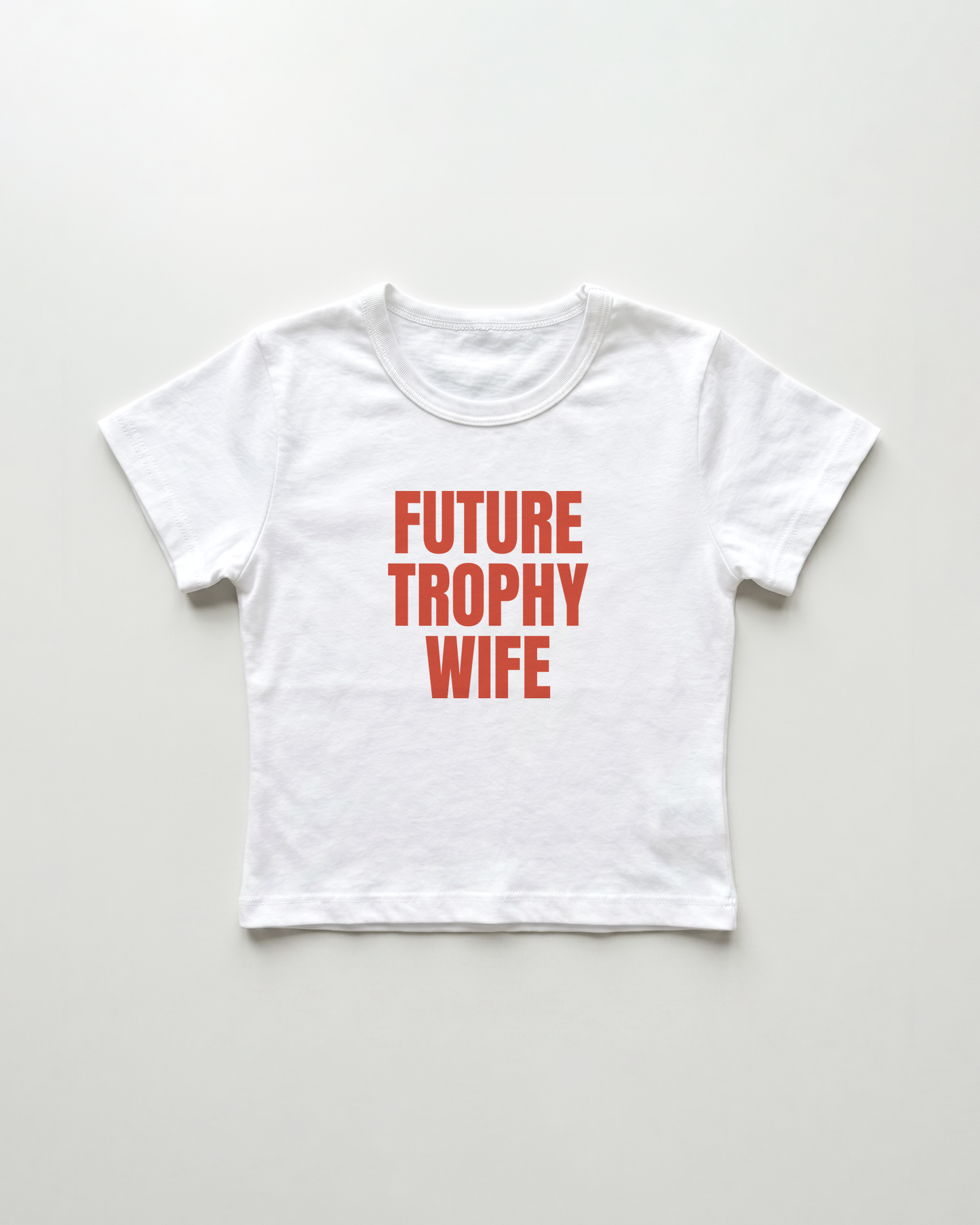 future trophy wife cropped Baby Tee Weiss | Lolita Sinz