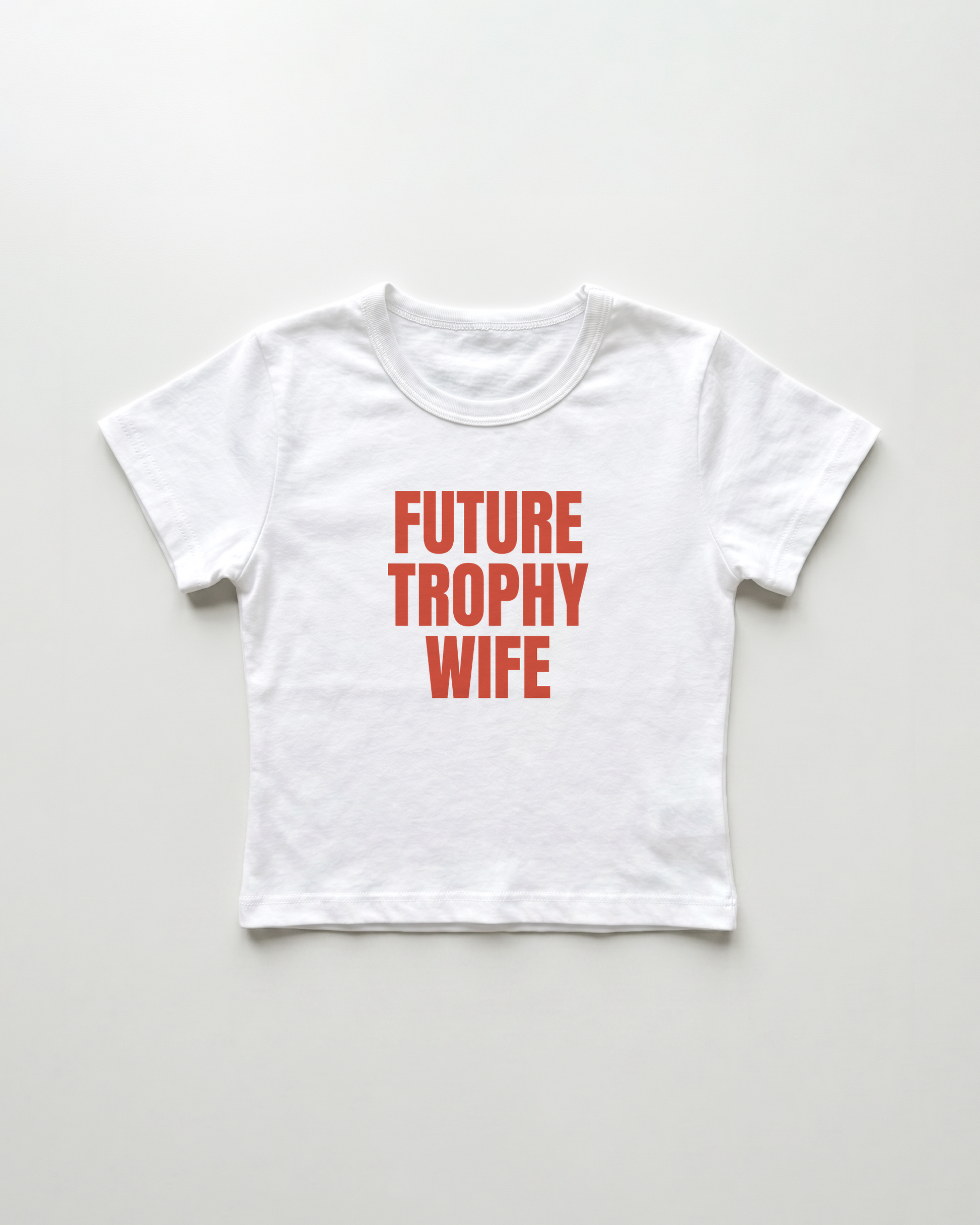 future trophy wife cropped Baby Tee Weiss | Lolita Sinz