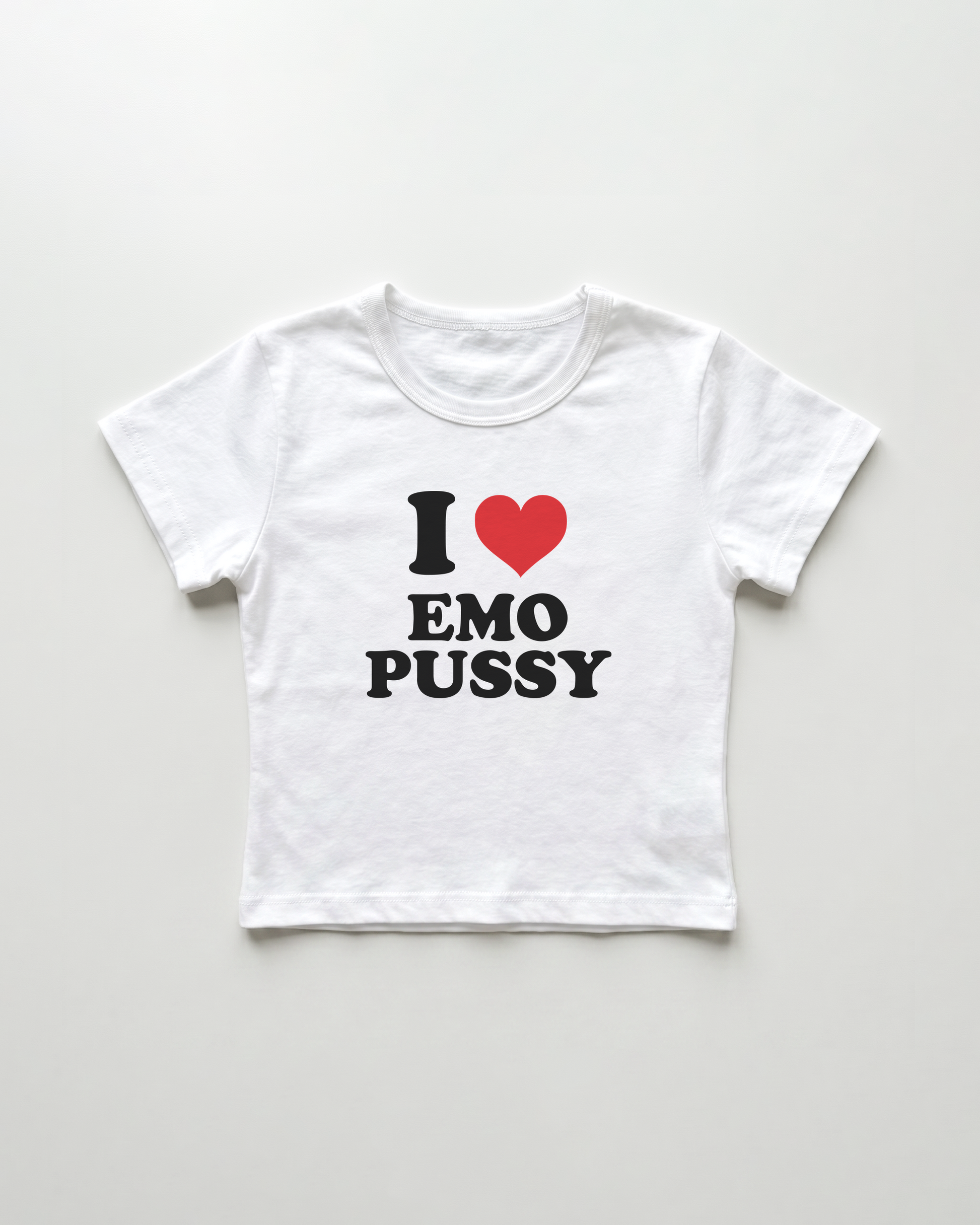 I love emo pussy cropped Baby Tee Weiss | Lolita Sinz